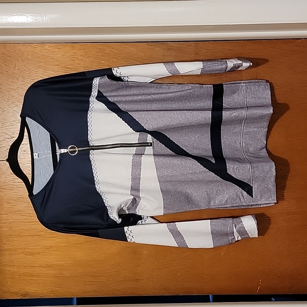 Navy, Gray & White Long Sleeves Top - Size M